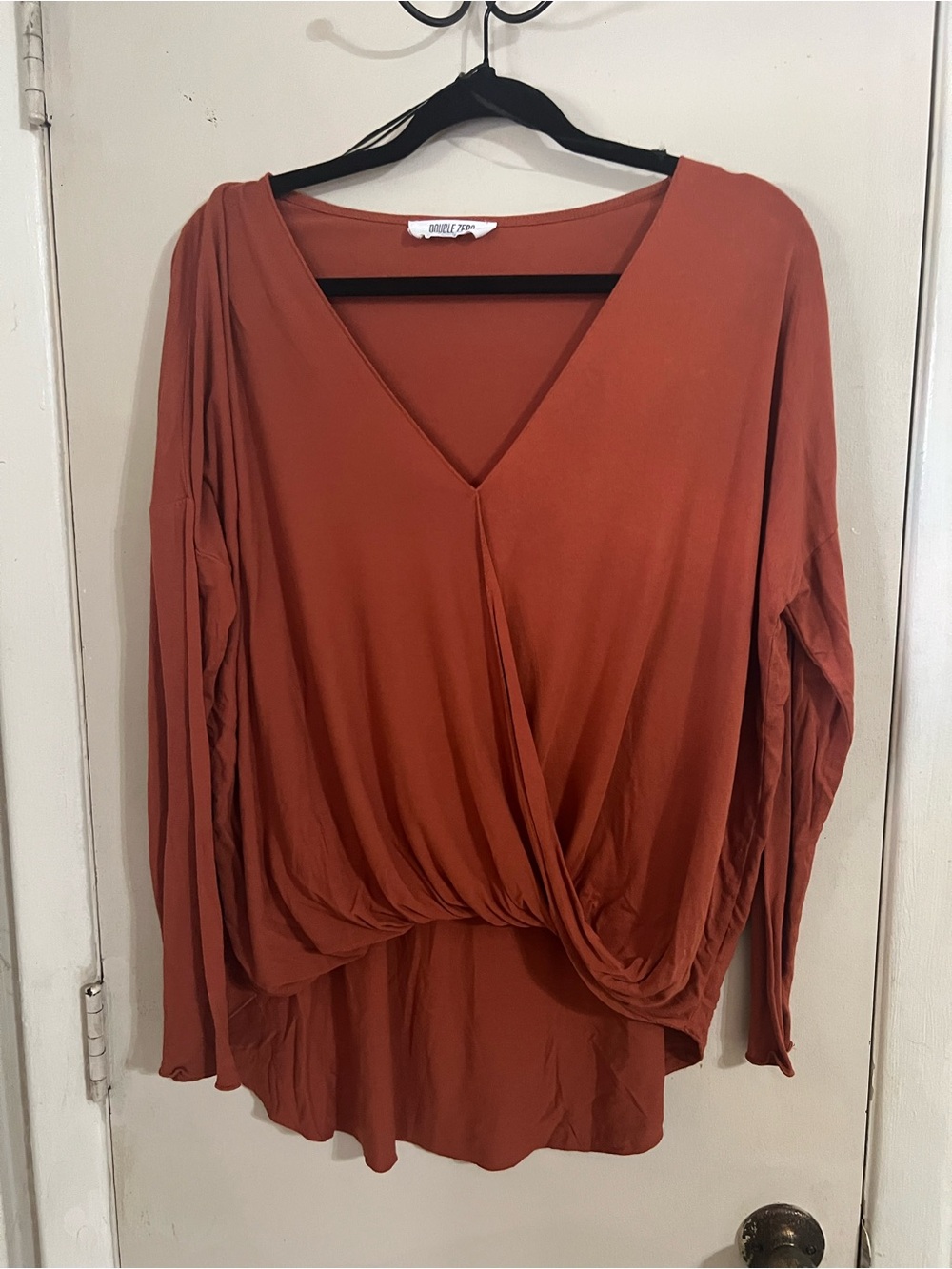 Double Zero Rust Wrap-Front V-Neck Tunic